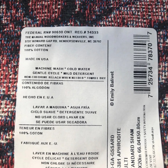 Standard Shams Jacquard Woven Manual Woodworkers And Weavers USA Lot of two NWT - Picture 5 of 6